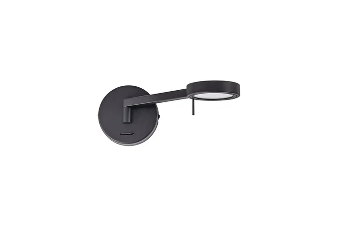 Burley Switched Adjustable Wall Lamp / Reader, 1 x 8W LED, 3000K, Sand Black, 3yrs Warranty