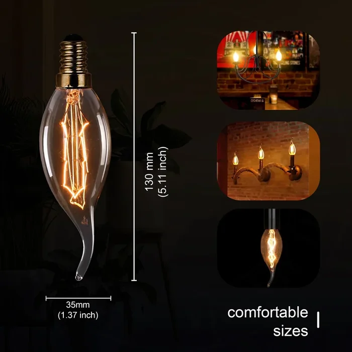 C35 E14 4W Dimmable Bent Candle Vintage Tip Bulb -4071