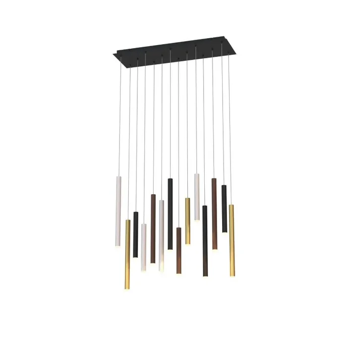 Cala Rectangle 14 Light 2.5m Pendant, 84W LED, 3000K, 5880lm, Sand White/Sand Black/Gold/Rust Brown, 3yrs Warranty