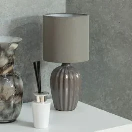 Carbone Fluted Grey Ceramic Table Lamp