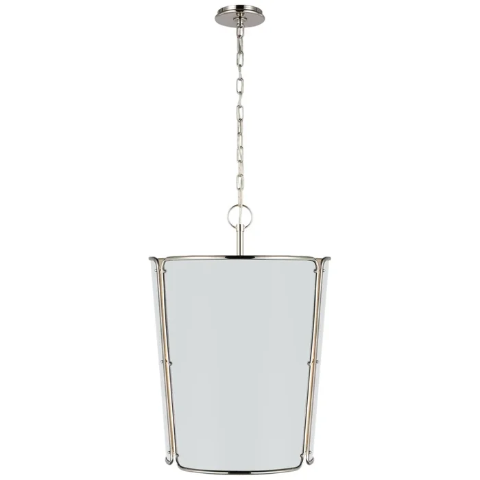 Carrier and Company Hastings Large Pendant in Polished Nickel with White Shade Ceiling Light W25.25″ x H36.5″S 5646PN-WHT