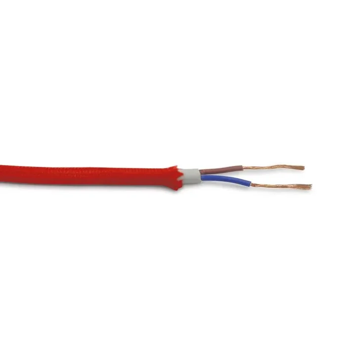 Cavo 1m Red Braided 2 Core 0.75mm Cable VDE Approved (qty ordered will be supplied as one continuous length)