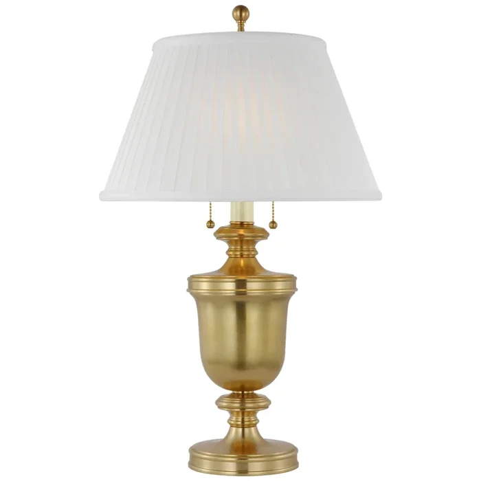 Chapman & Myers Classical Urn Form Medium Table Lamp in Antique-Burnished Brass with Silk Pleat Shade W15″ x H24″CHA 8172AB-SP