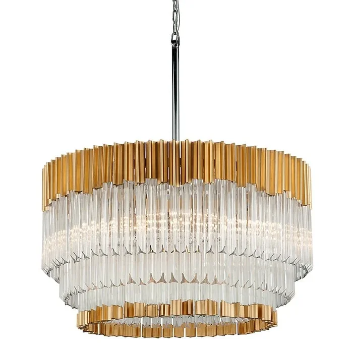 Charisma 8 Light Pendant – Gold Leaf W Polished StainlessChari-3125
