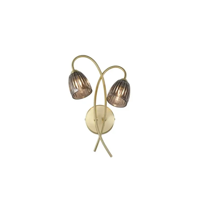Connie Wall Light, 2 Light G9, Satin Brass/Smoke Glass