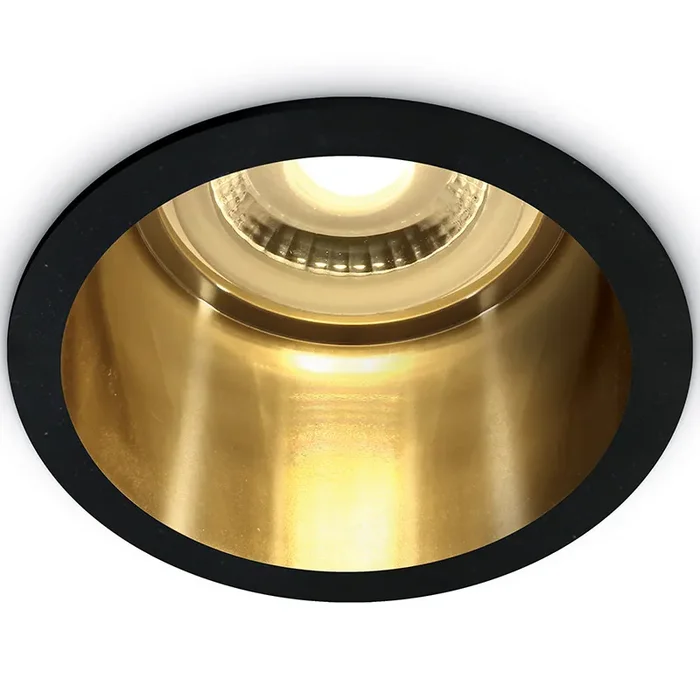 Cove Deep Recessed Fixed Downlight – Black with Gold Reflector