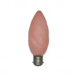 Crompton 46mm Large Candle Twisted Rose Pink 60W BC B22 2,000 Hour Dimmable