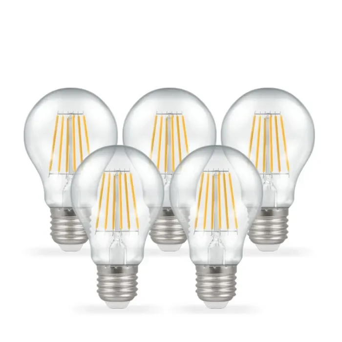 Crompton 7.5W Warm White Dimmable LED Decorative Filament GLS Bulb – Screw Cap – Pack of 5