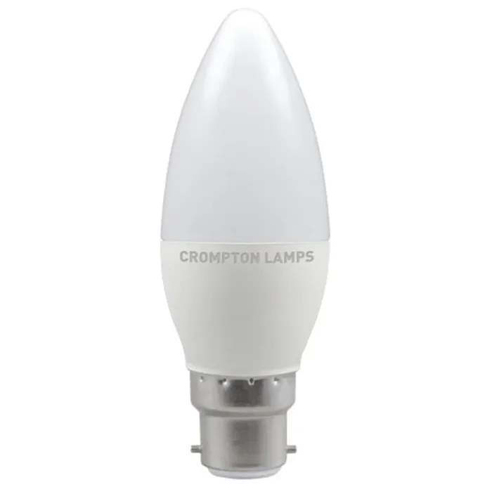 Crompton LED Candle Thermal Plastic 5W B22d Cool White Opal Dimmable