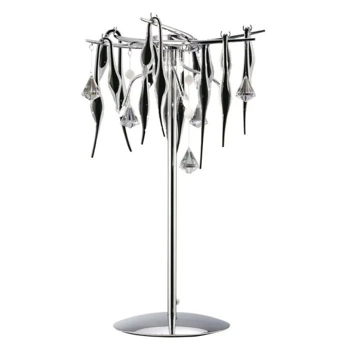 Cygnet Crystal Table Lamp 6 Light G4 Polished Chrome/Black Glass, NOT LED/CFL Compatible