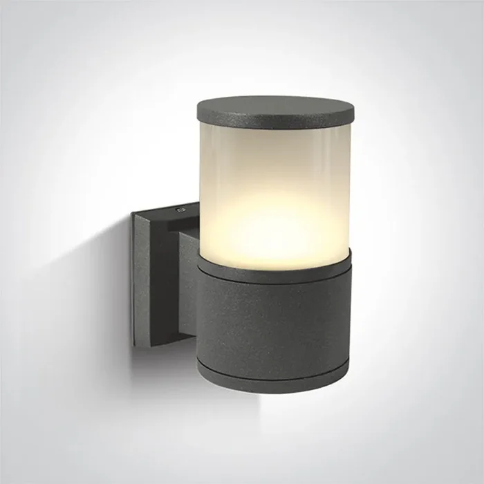 Cylinder Outdoor Wall Light – Anthracite & Opal