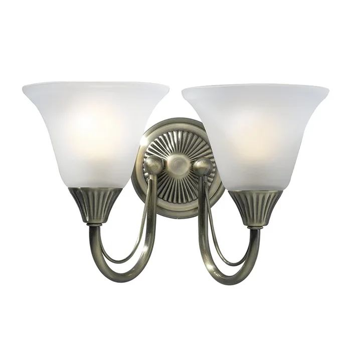 Dar BOS09 Boston Antique Brass Double Wall Light