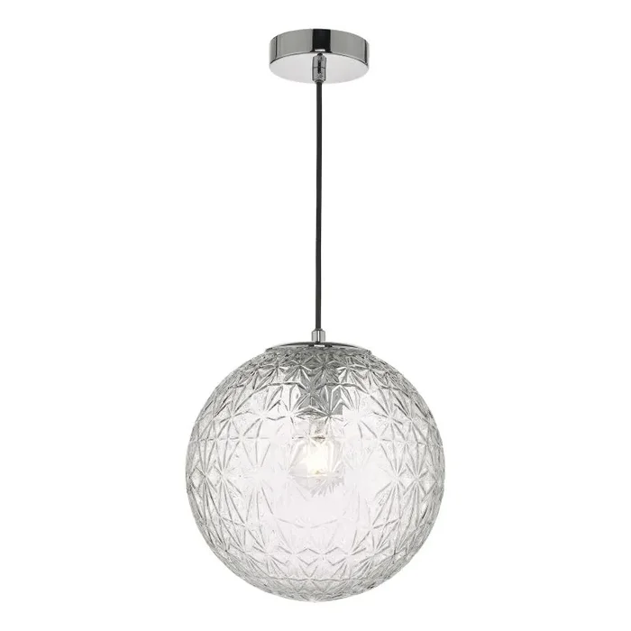 Dar OSS0108 Ossian Single Pendant Polished Chrome And Clear Glass Finish