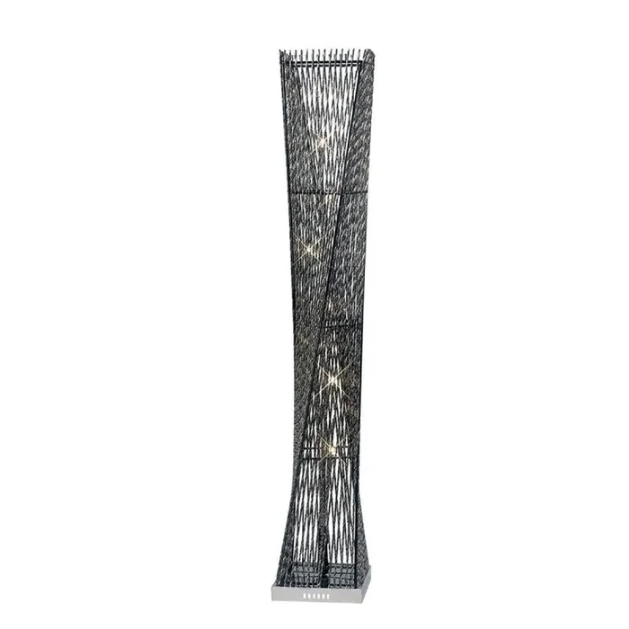 (DH) Arista Square Twisted Floor Lamp 9 Light G4 Polished Chrome/Black