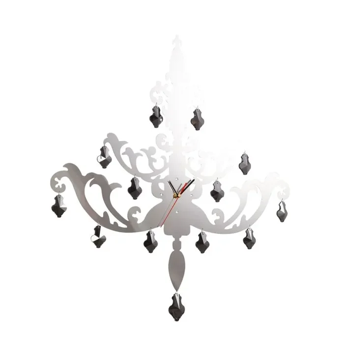 (DH) Infinity Chandelier Clock Stainless Steel/Smoked Crystal/Clear Crystal