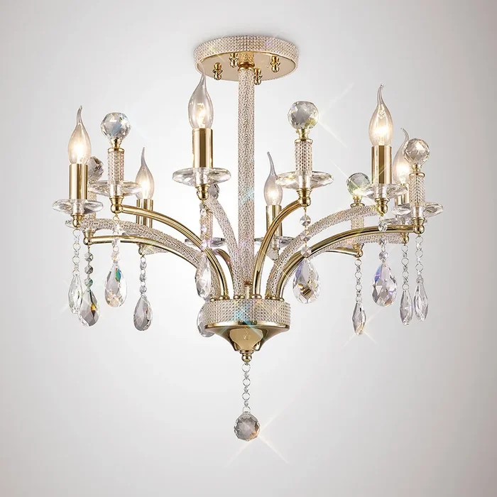 Diyas IL32366 Fiore 6 Light Semi Flush French Gold