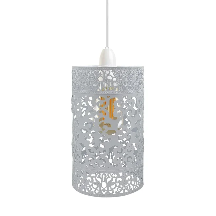 Easy Fit Modern Pattern White Metal Drum Lampshade ~2513