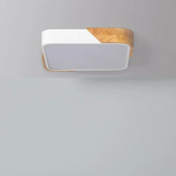 Edit Dari Square 18W White Selectable LED Flush Ceiling Light – White & Wood