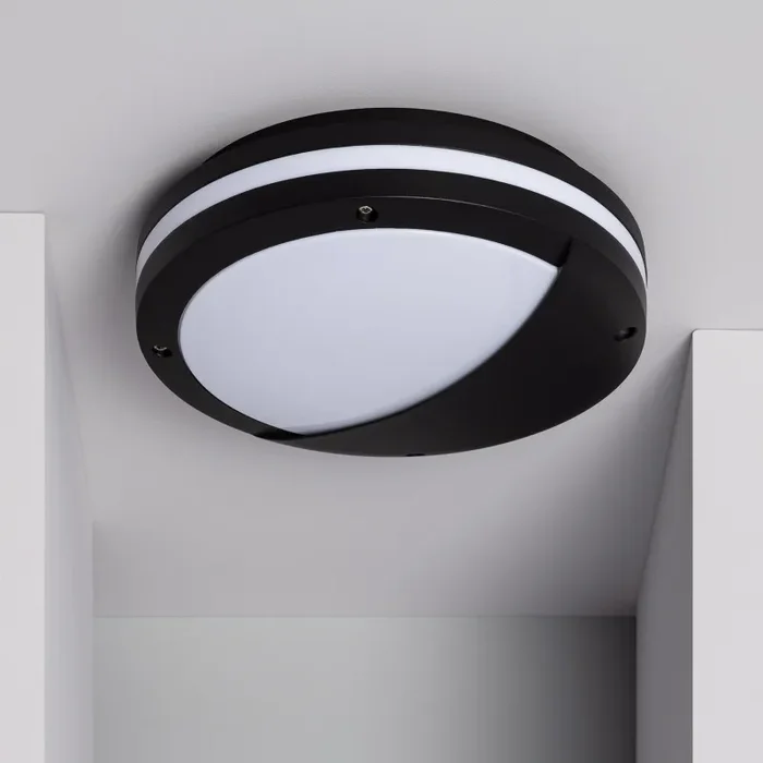 Edit Natoli Round Outdoor Porch Ceiling Light – Black and White
