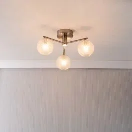 Elle IP44 3 Way Flush Ceiling Light in Brushed Chrome