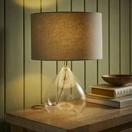 Eloise Glass Table Lamp with Linen Shade