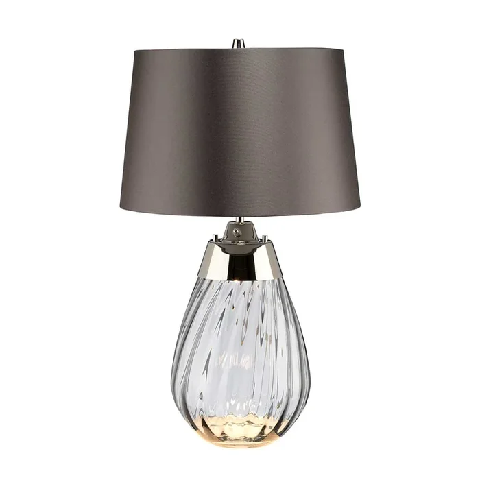 Elstead Lighting Table Lamp from the Lena – Smoke range. Lena 2 Light Small Smoke Table Lamp with Off-white Shade Product Code = LENA-TL-S-SMOKE-OWSS