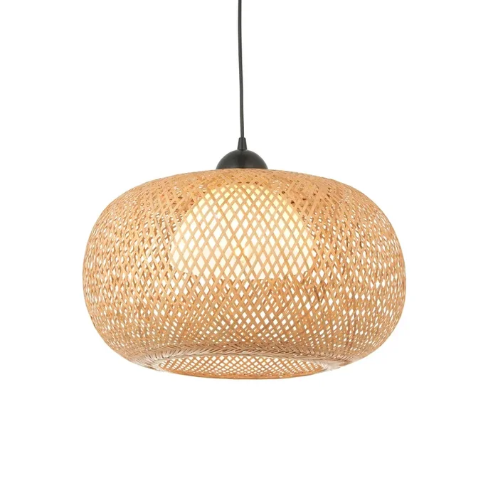 Endon Lighting 101572 Bali Indoor Pendant Light Natural bamboo, white PC & matt black Dimmable