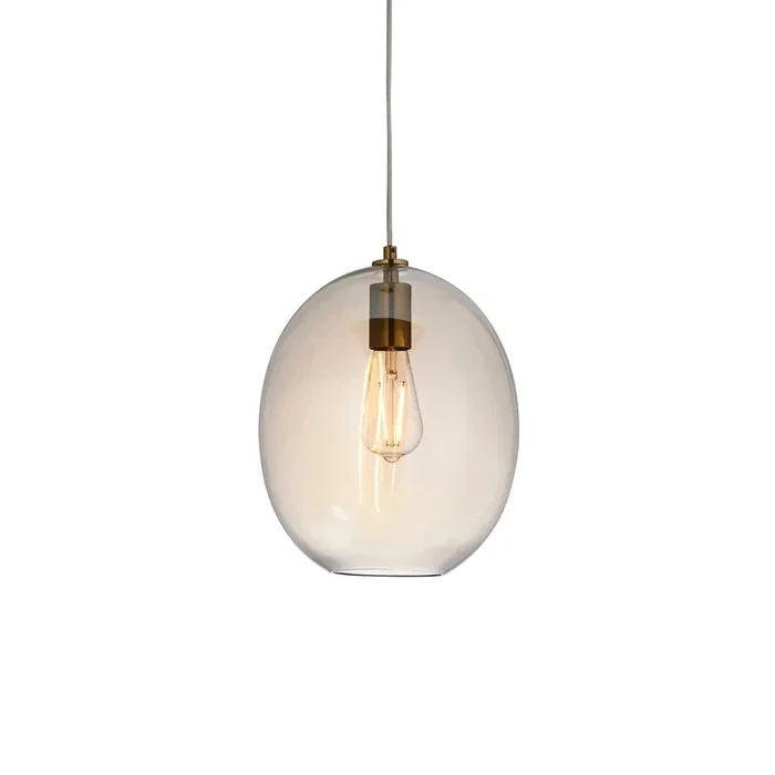 Endon Lighting 106678 Kelda Oval 1lt Pendant Indoor light fitting Satin brass plate & champagne lustre glass