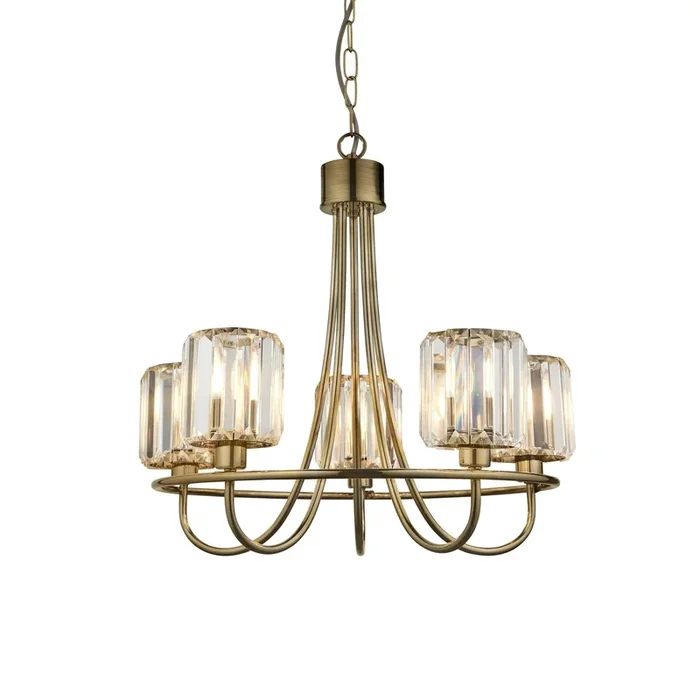 Endon Lighting 107802 Berenice Indoor Pendant Light Antique brass plate & clear glass Dimmable