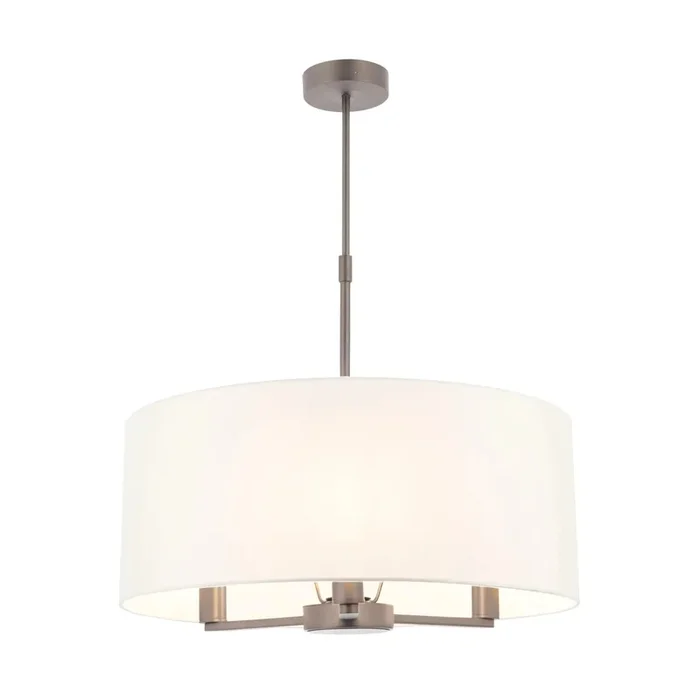 Endon Lighting 60241 Daley Indoor Pendant Light Matt nickel plate & vintage white fabric Dimmable