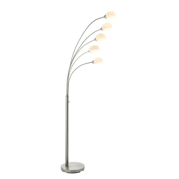 Endon Lighting 76568 Jaspa Indoor Floor Lamps Satin nickel plate & white glass Dimmer included