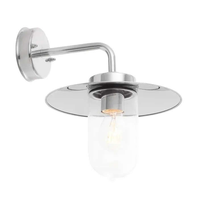 Endon Lighting 76597 Addison Outdoor Wall Light Polished stainless steel & clear glass Dimmable