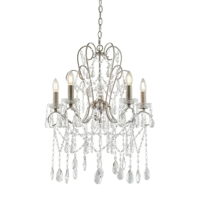 Endon Lighting 96209 Berkley 5lt Pendant Indoor light fitting Aged silver paint & clear cut glass