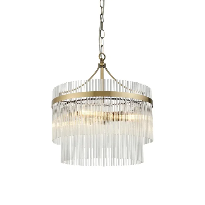 Endon Lighting 99167 Marietta Indoor Pendant Light Antique brass plate & clear glass Dimmable