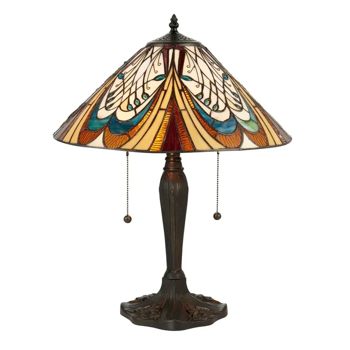 Endon Tiffany Lighting 64163 Indoor Table Light Hector Range 2 x 60W E27 GLS Non-dimmable