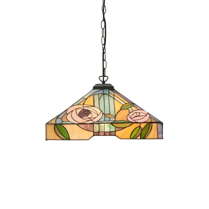 Endon Tiffany Lighting 64384 Indoor Pendant Light Willow Range 3 x 60W E27 GLS Dimmable