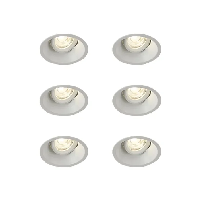 Envirolight Slimline Deep Recessed Adjustable Downlight – Matt White – Pack of 6