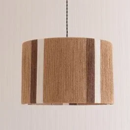 Erica Striped Rattan Drum Lamp Shade