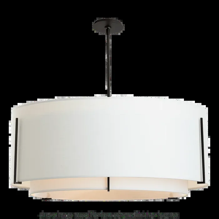Exos Double Shade Large Scale Pendant – White – Natural Anna Shade