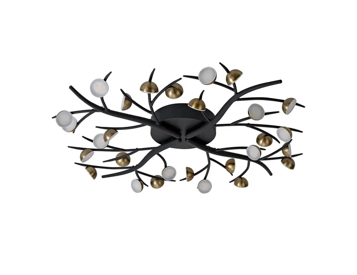 Extol 28 Light Semi-Flush, 28 x 3W LED, 3000K, 4400lm, Black/Antique Brass, 3yrs Warranty