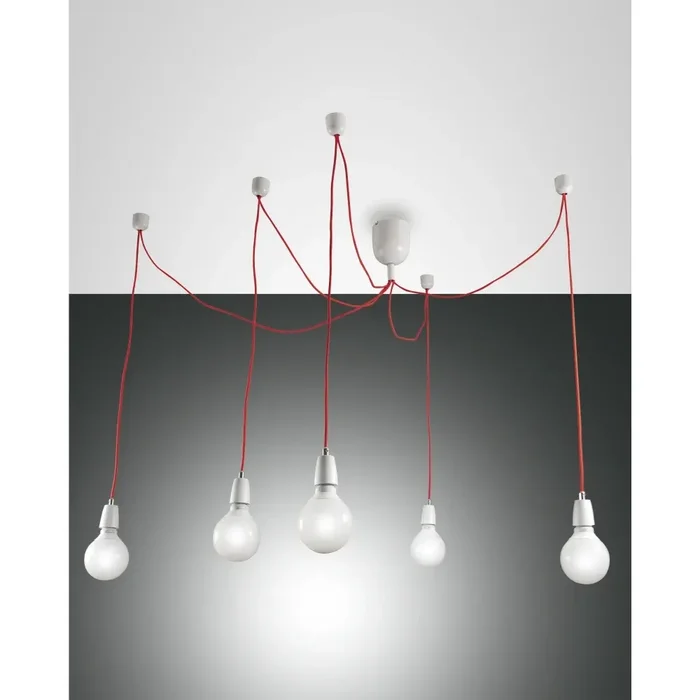 Fabas Luce BLOG Pendant Light red, white, 5-light sources