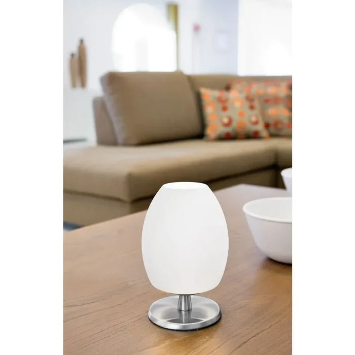Fabas Luce Rockford Table lamp LED matt nickel, 1-light source