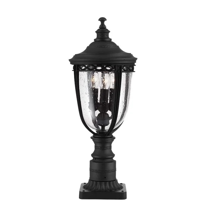 Feiss Pedestal Lantern from the English Bridle range. English Bridle 3 Light Medium Pedestal Product Code = FE-EB3-M-BLK