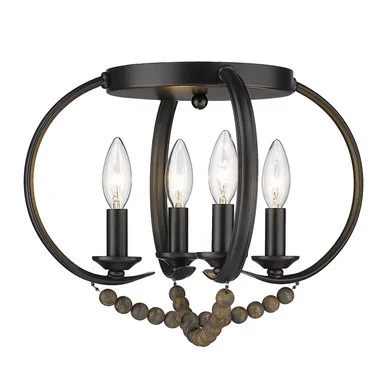 Flori Four Light Flush Mount (8320-FM BLK-EWB)