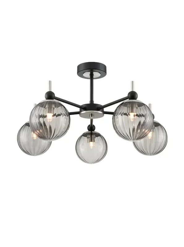 Franklite FL2479-5 Ceiling / Wall Solar 5lt Fitting matt black and satin nickel