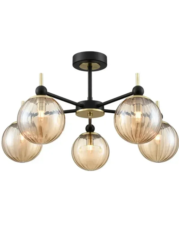 Franklite FL2480-5 Ceiling / Wall Solar 5lt Fitting matt black and satin brass