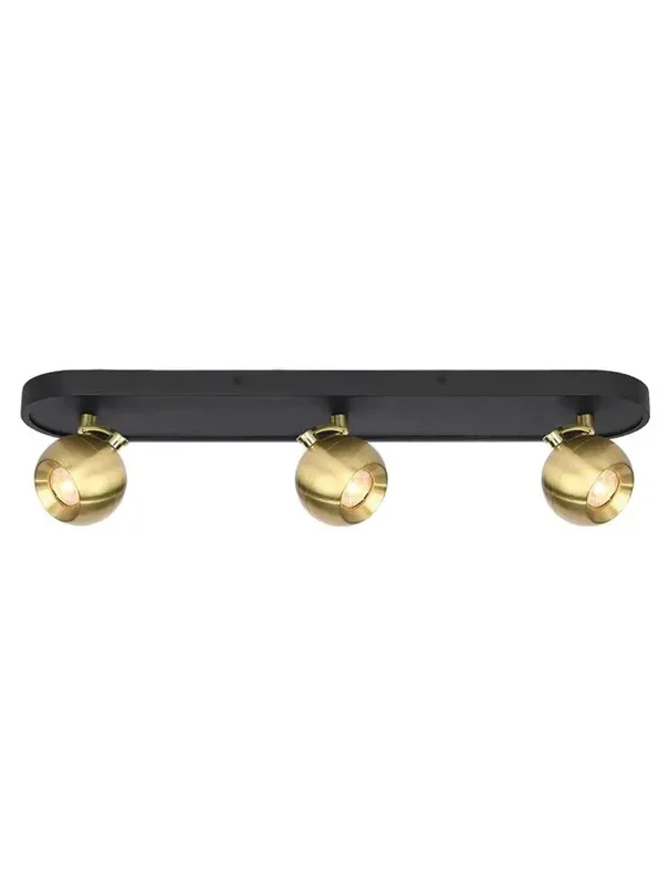 Franklite SPOT9133 Ceiling Flush Lens 3lt Spot mattblack and aged brass