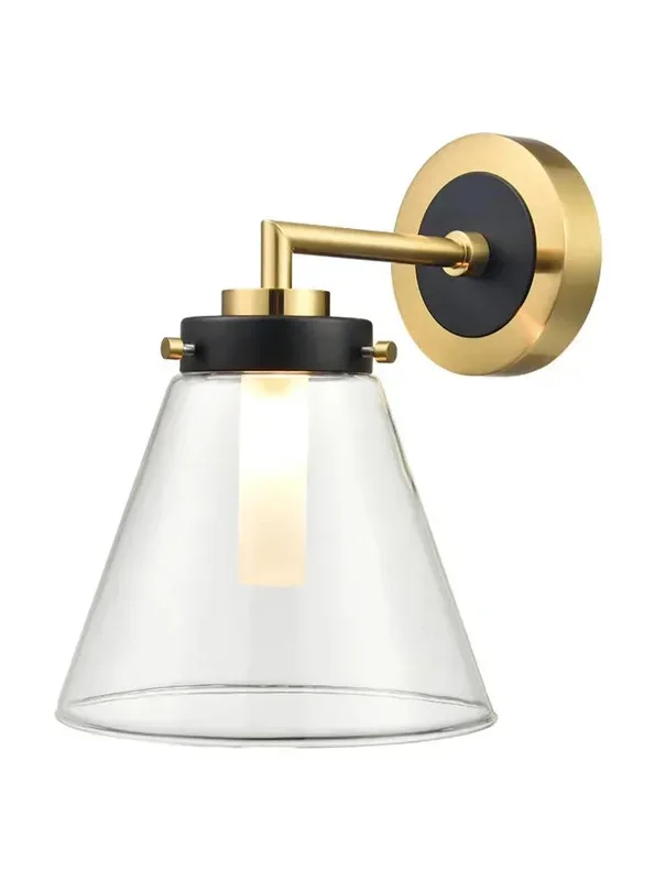 Franklite WB409 Wall Bracket Conica Wall Light Matt Black and Aged Brass