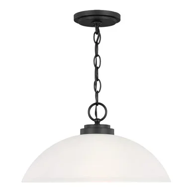 Generation Lighting Oslo One Light Pendant in Midnight Black – 65160EN3-112