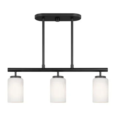Generation Lighting Oslo Three Light Island Pendant in Midnight Black – 66160-112